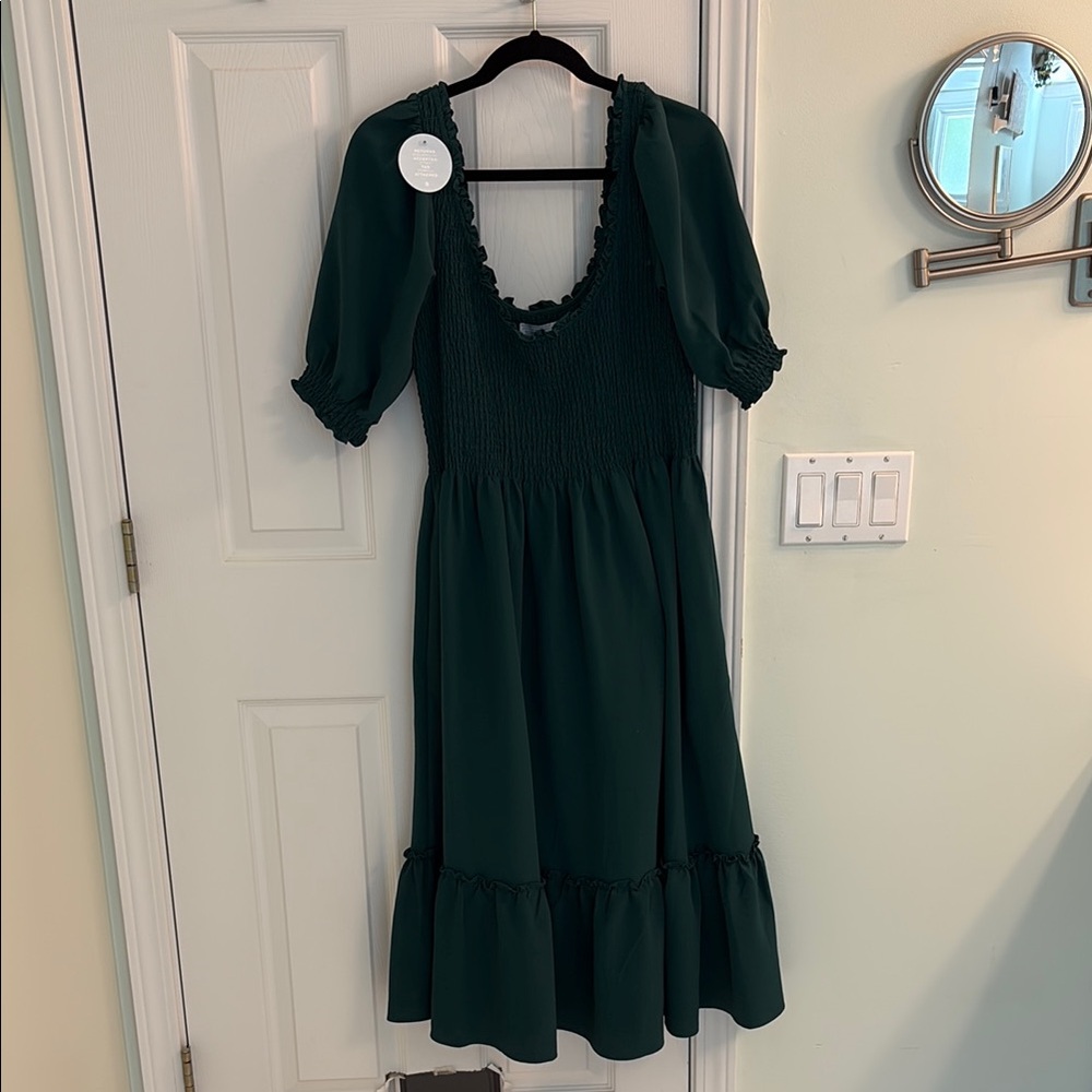Hill House Forest Green Smocked Dress